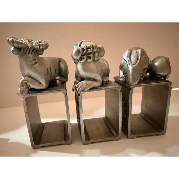 Tumasek Solid Pewter – Eight Immortals & Auspicious Animals (Set of 6)
